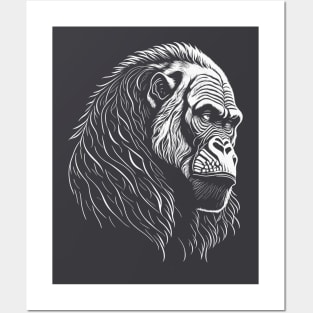 Gorilla in white Posters and Art